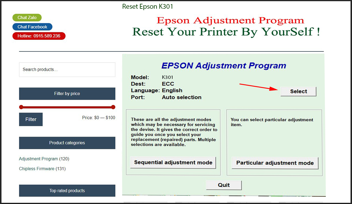 Epson K301 Epson K301 bước 1