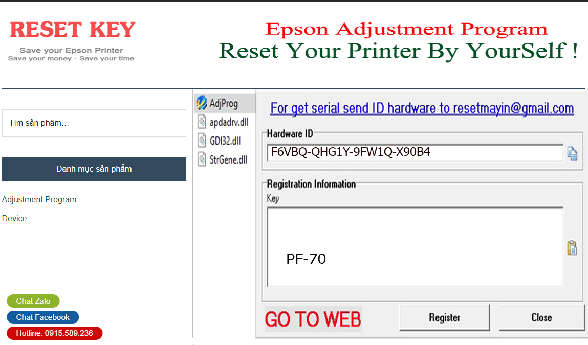 Epson PF-70 Adjustment Program