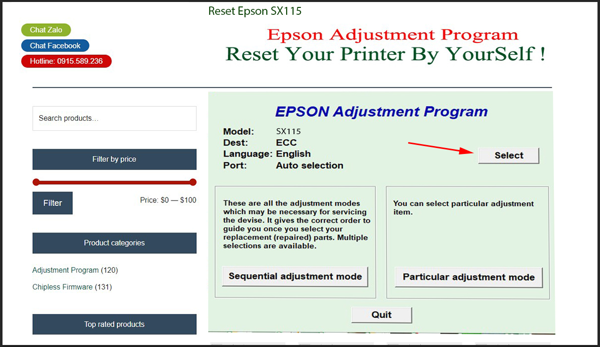 Epson SX115 Epson SX115 bước 1