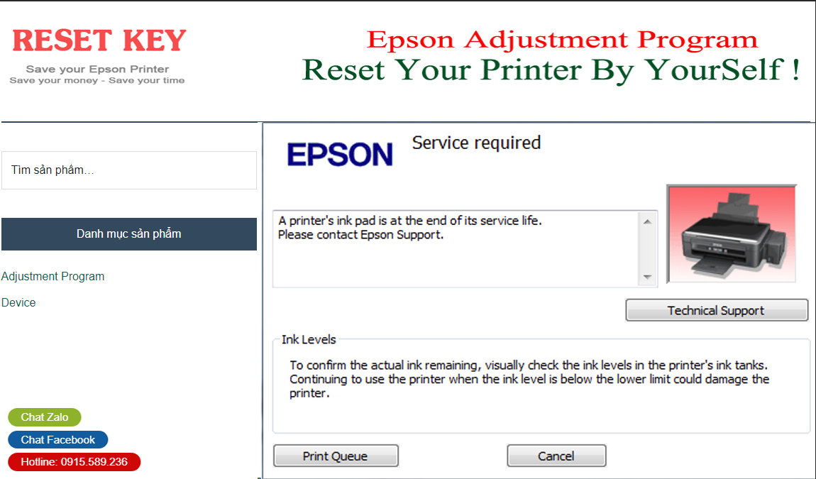 Epson L455 lỗi Service Required