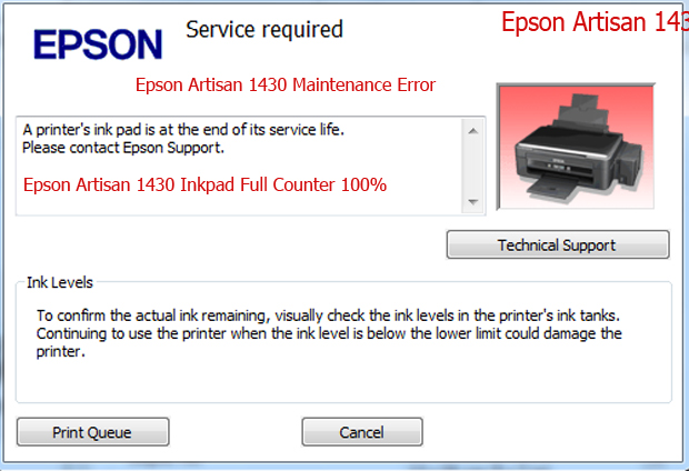 Epson Artisan 1430 service required