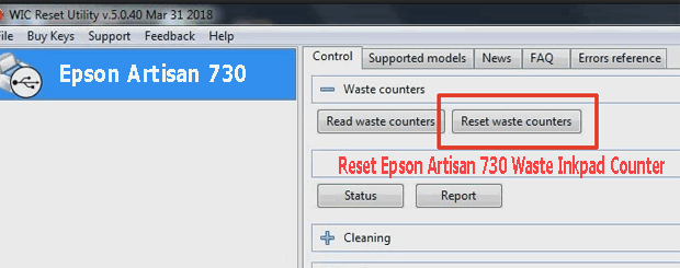 Reset mực thải máy in Epson Artisan 730 bằng key wicreset