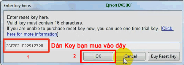 Reset mực thải máy in Epson BX300F bằng key wicreset