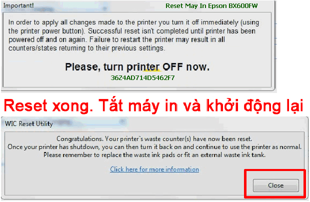 Reset mực thải máy in Epson BX600FW bằng key wicreset