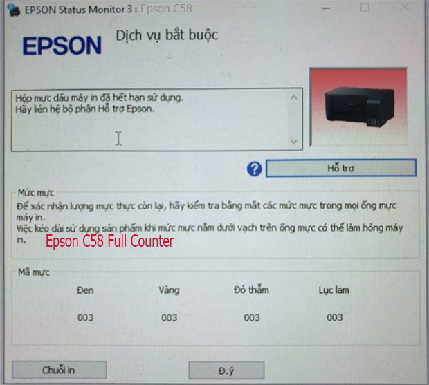 Epson C58 service required