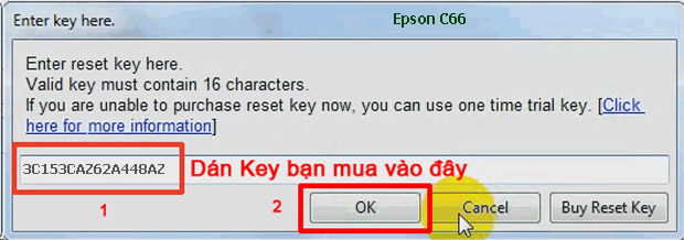 Reset mực thải máy in Epson C66 bằng key wicreset