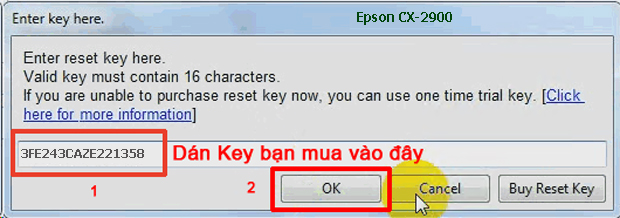 Reset mực thải máy in Epson CX-2900 bằng key wicreset