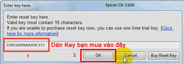 Reset mực thải máy in Epson CX-3100 bằng key wicreset