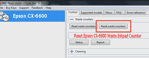 Reset mực thải máy in Epson CX-6600 bằng key wicreset
