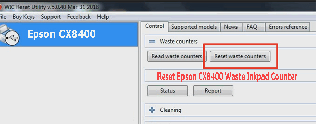 Reset mực thải máy in Epson CX8400 bằng key wicreset