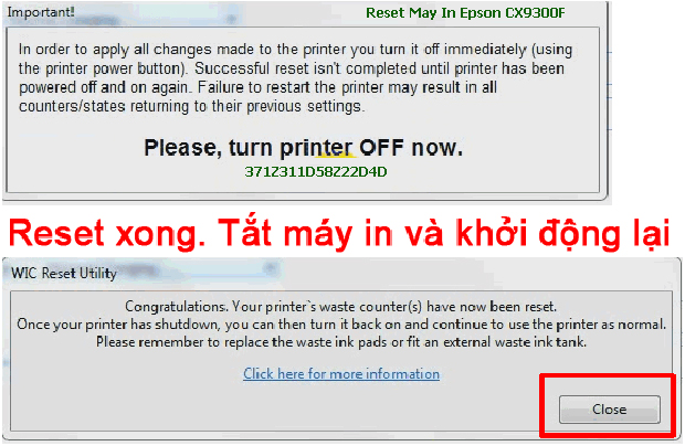 Reset mực thải máy in Epson CX9300F bằng key wicreset