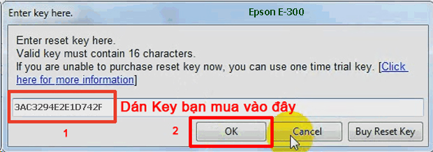 Reset mực thải máy in Epson E-300 bằng key wicreset