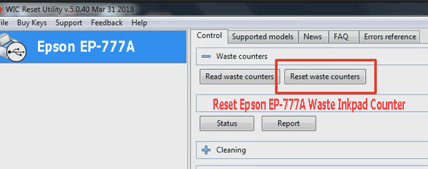 Reset mực thải máy in Epson EP-777A bằng key wicreset