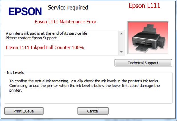 Epson L111 service required