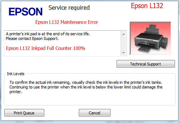 Epson L132 service required