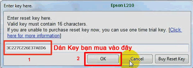 Reset mực thải máy in Epson L210 bằng key wicreset