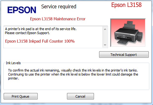 Epson L3158 service required
