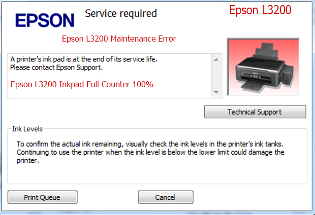 Epson L3200 service required