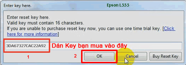 Reset mực thải máy in Epson L555 bằng key wicreset