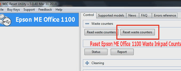 Reset mực thải máy in Epson ME Office 1100 bằng key wicreset