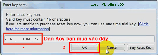 Reset mực thải máy in Epson ME-Office-560 bằng key wicreset