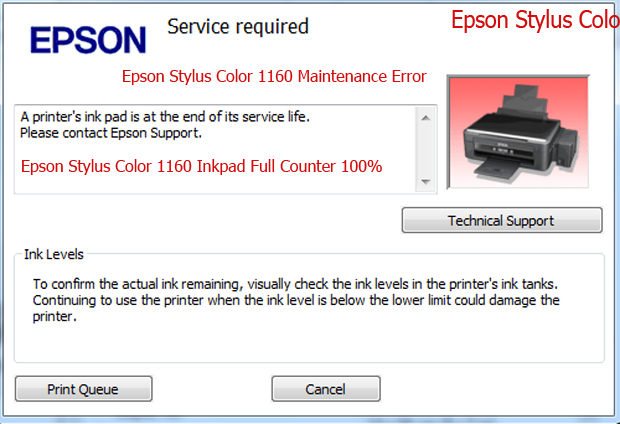 Epson Stylus Color 1160 service required