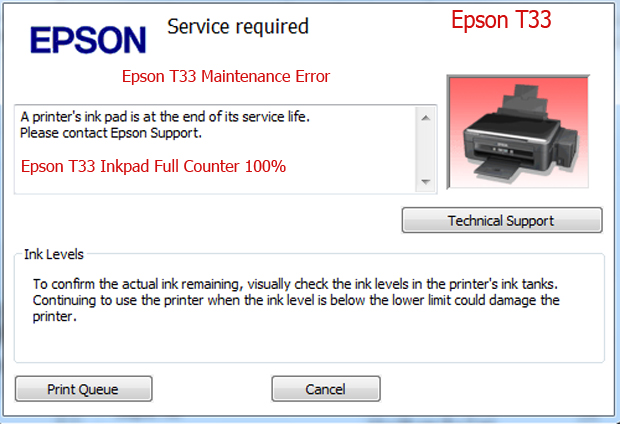 Epson T33 service required