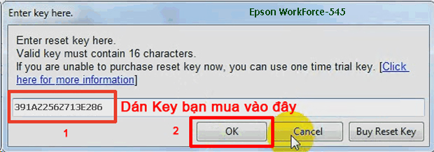 Reset mực thải máy in Epson WorkForce-545 bằng key wicreset