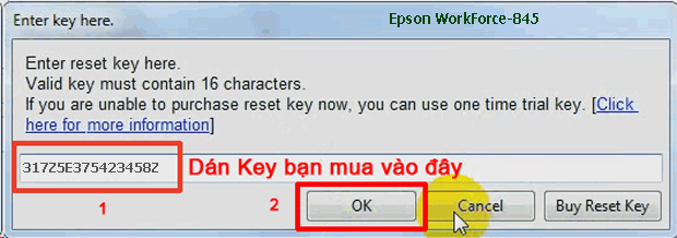 Reset mực thải máy in Epson WorkForce-845 bằng key wicreset