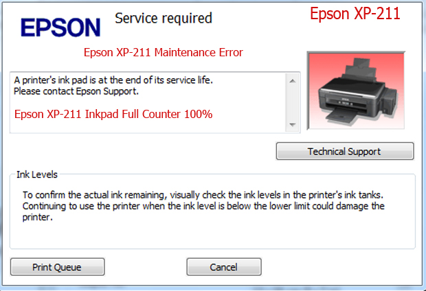 Epson XP-211 service required