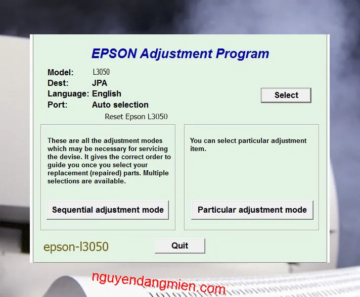 Reset Epson L3050
