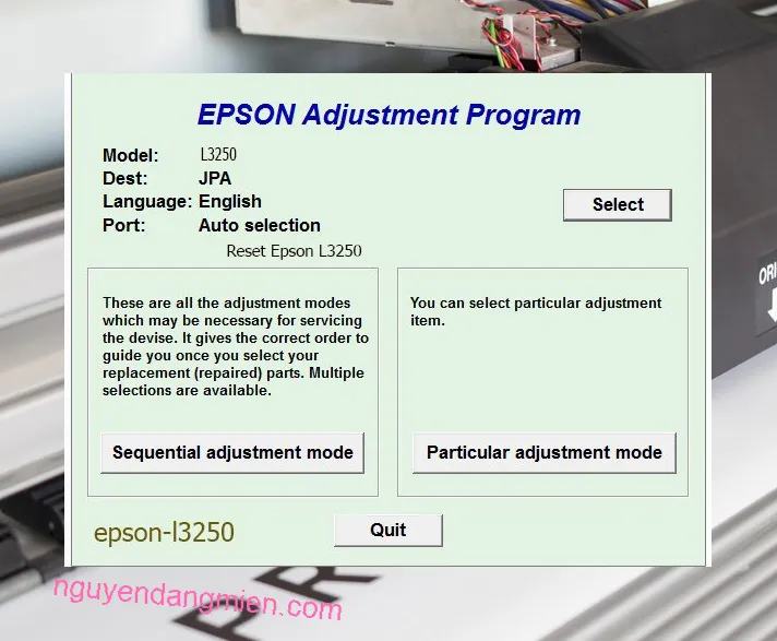 Reset Epson L3250