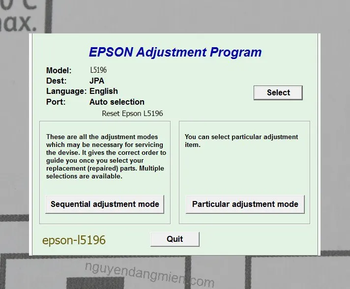 Reset Epson L5196