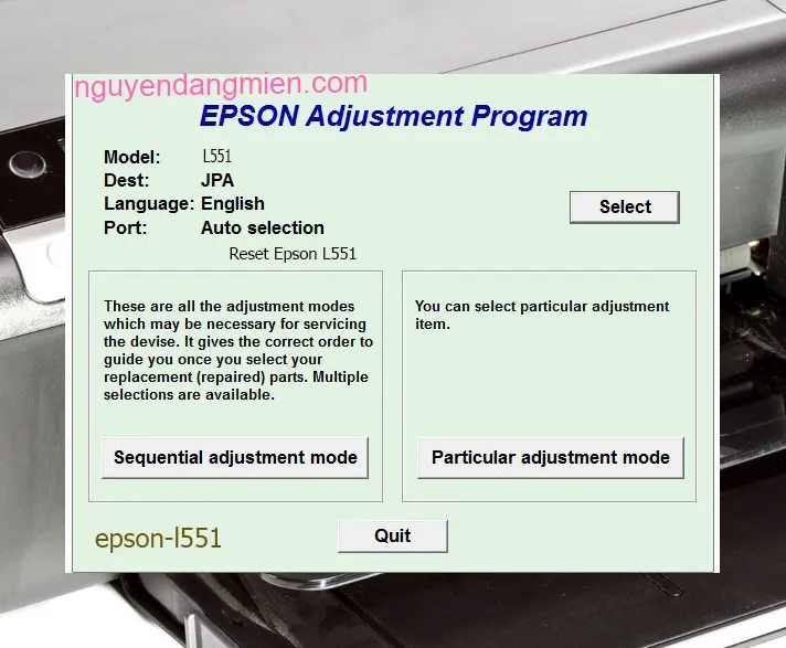 Reset Epson L551