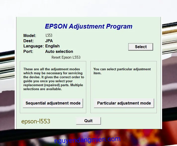 Reset Epson L553