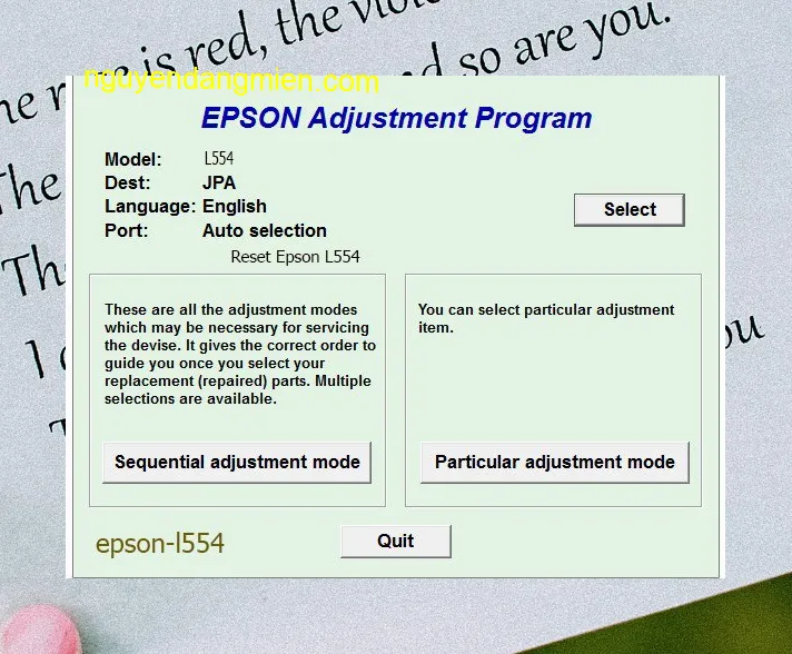 Reset Epson L554