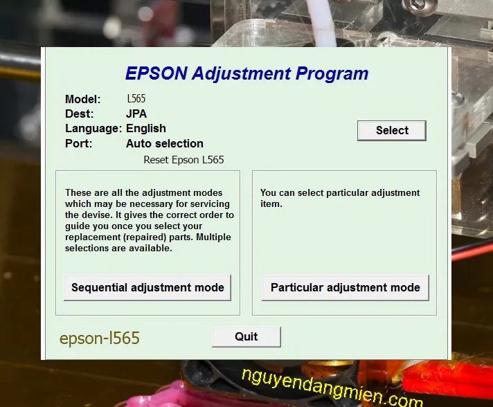 Reset Epson L565