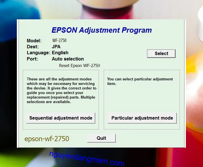 Reset Epson WF-2750