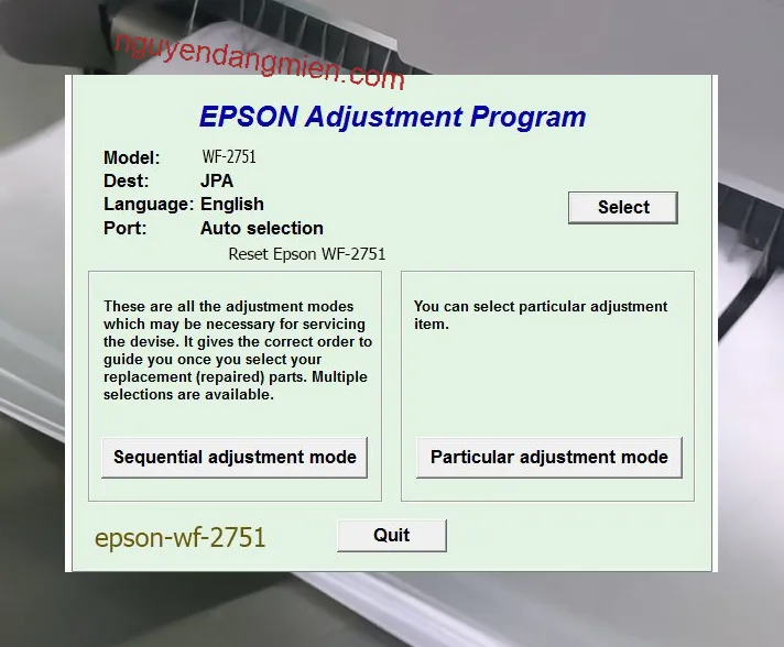 Reset Epson WF-2751