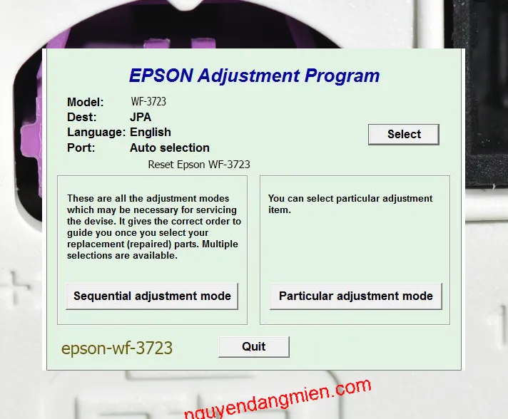 Reset Epson WF-3723
