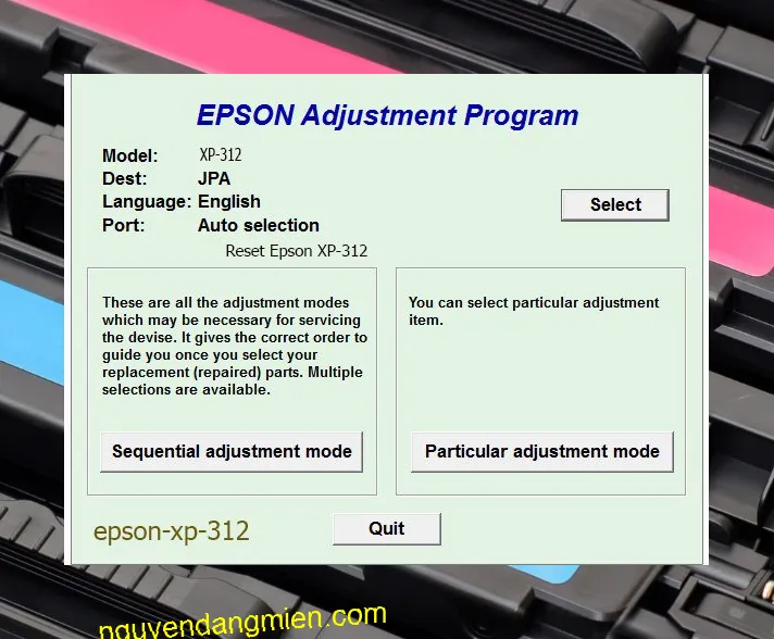 Reset Epson XP-312