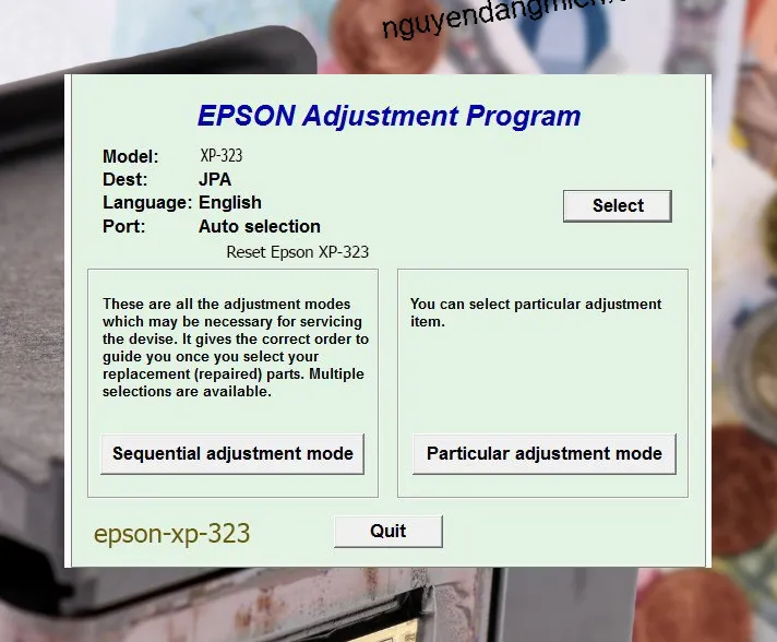 Reset Epson XP-323