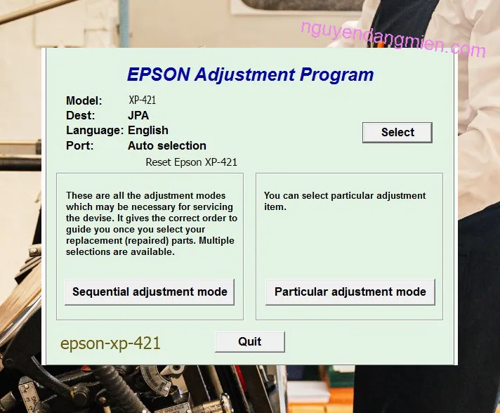 Reset Epson XP-421