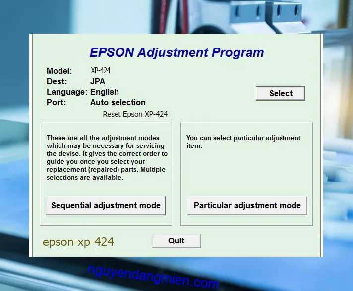 Reset Epson XP-424