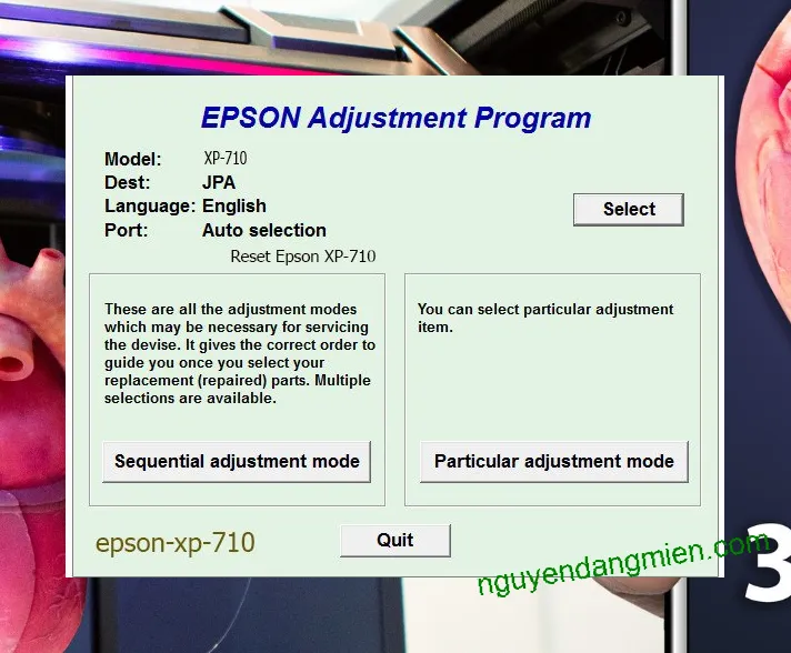 Reset Epson XP-710