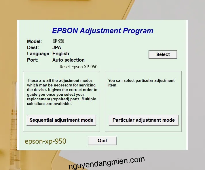 Reset Epson XP-950