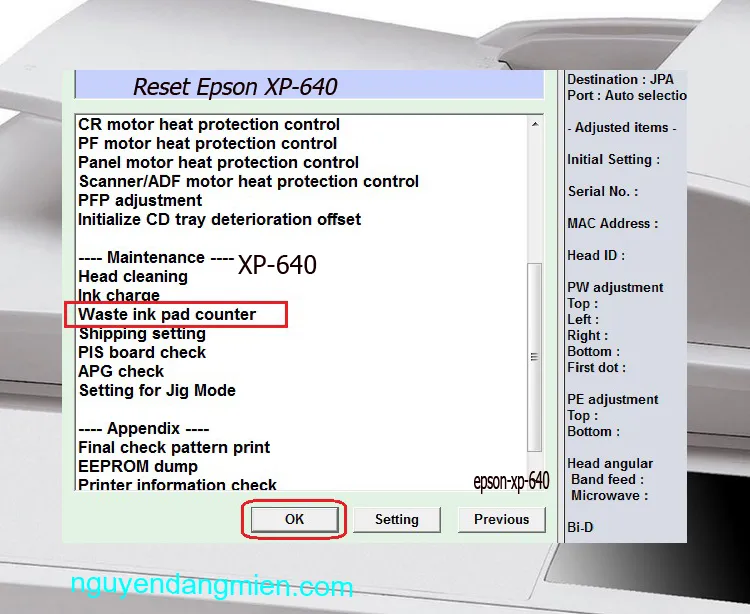 phần mềm Reset Epson XP-640