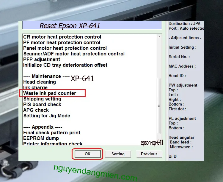 phần mềm Reset Epson XP-641