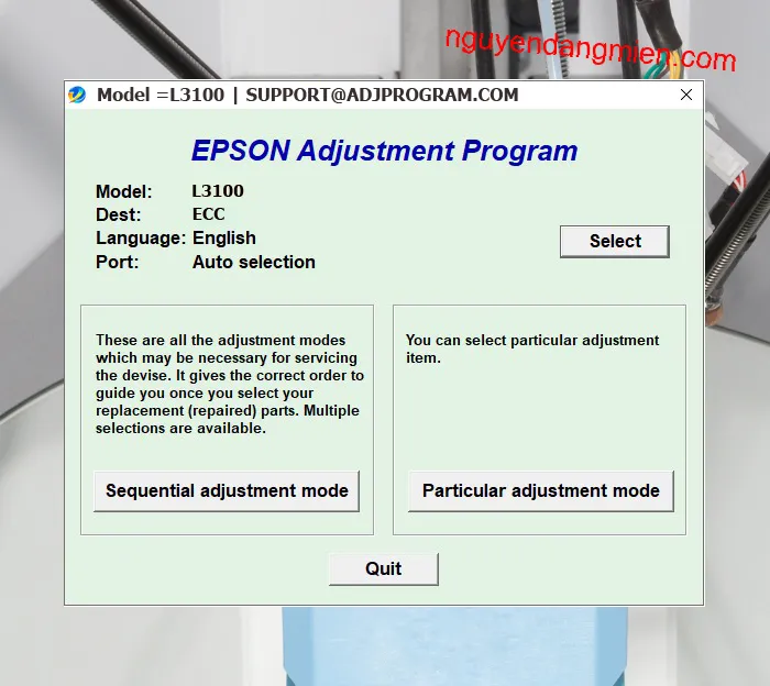 Epson L3100 AdjProg
