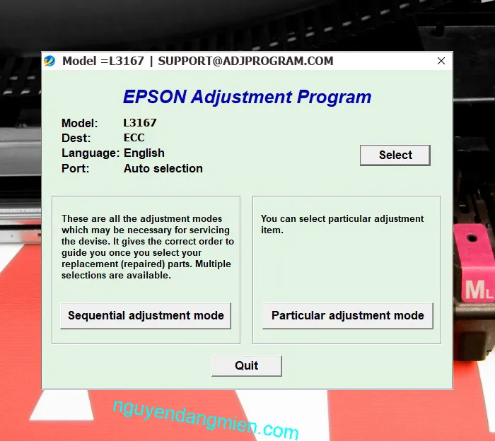 Epson L3167 AdjProg